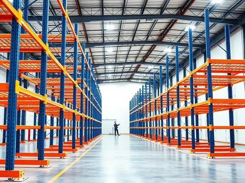 New pallet racking being installed in warehouse
