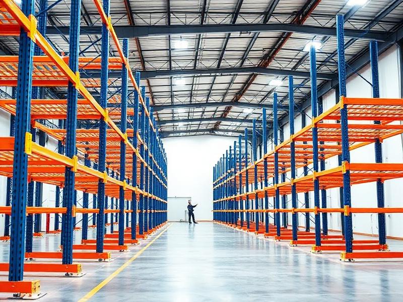 New pallet racking being installed in warehouse