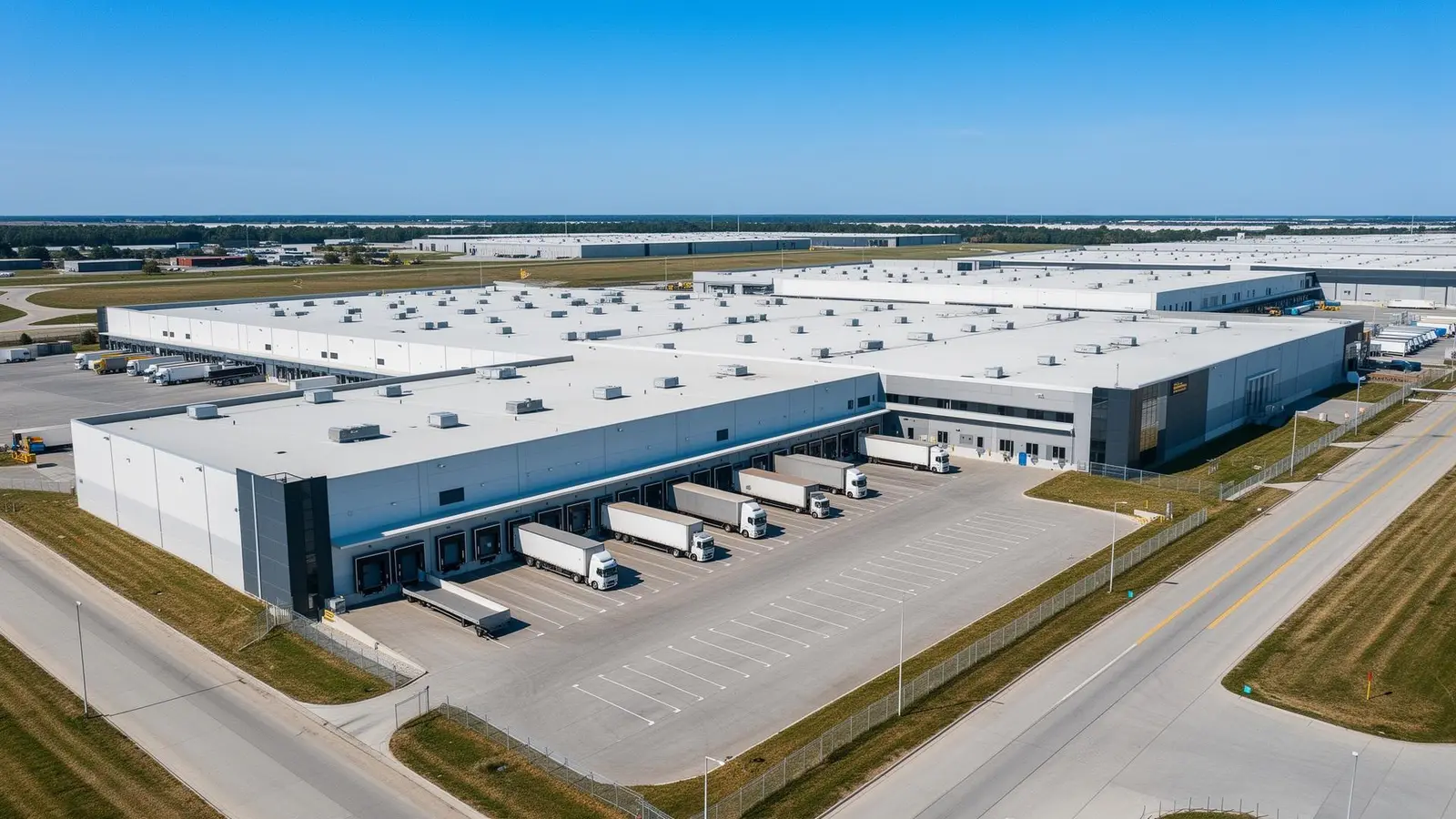 Aerial view of warehouse and distribution centre